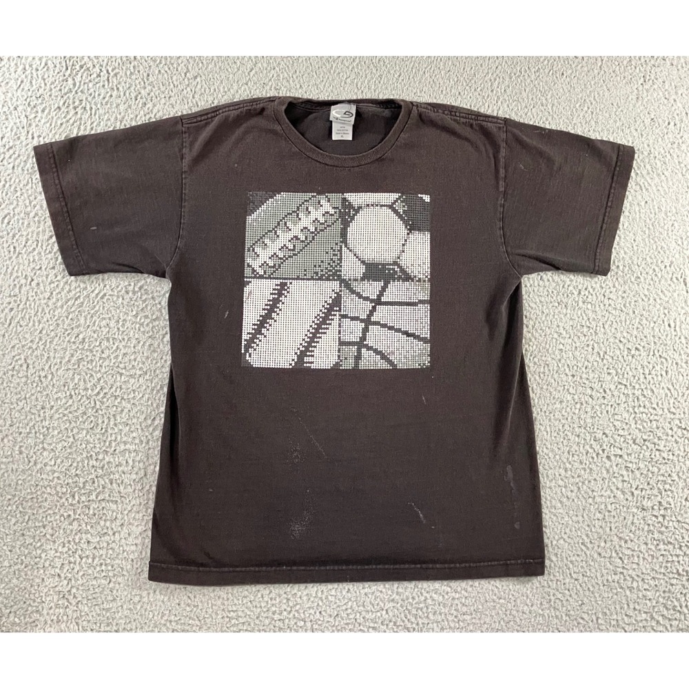 VTG Champion T-Shirt Men XL Black Graphic Tee S/S Sports 90s Thrashed Grunge y2k